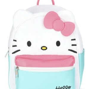 Hello Kitty White Pink & Light Blue Plush Backpack